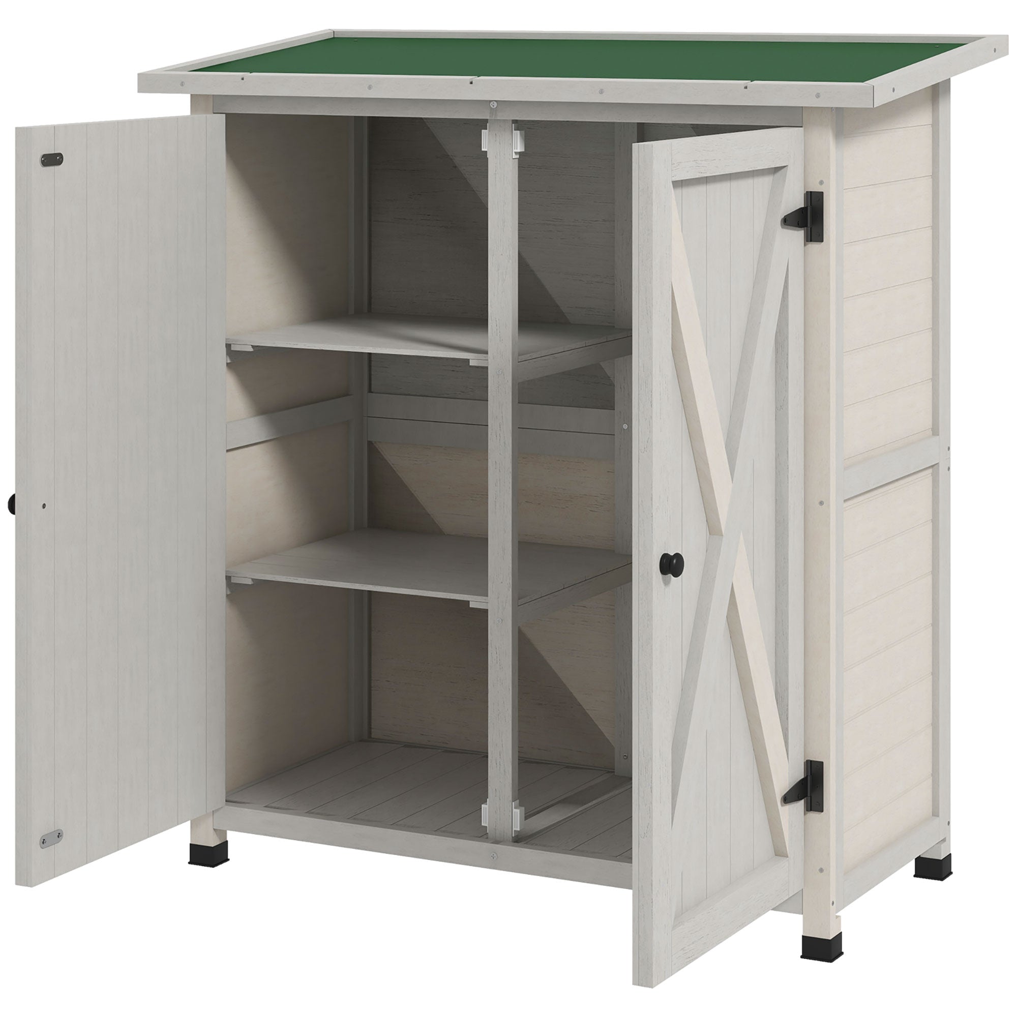 46.5 x 97cm Compact Wooden Storage Shed - Light Grey