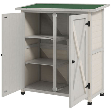 46.5 x 97cm Compact Wooden Storage Shed - Light Grey