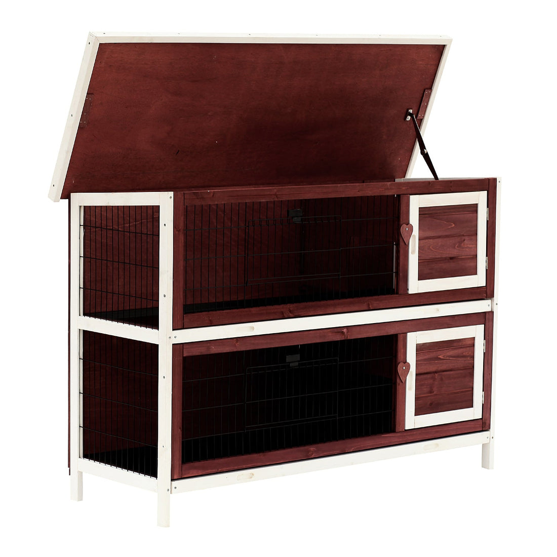 Rabbit Hutch Outdoor 2-Tier Guinea Pig Cage Bunny House Cage with No-Leak Trays for Indoor and Outdoor 136 x 50 x 93cm