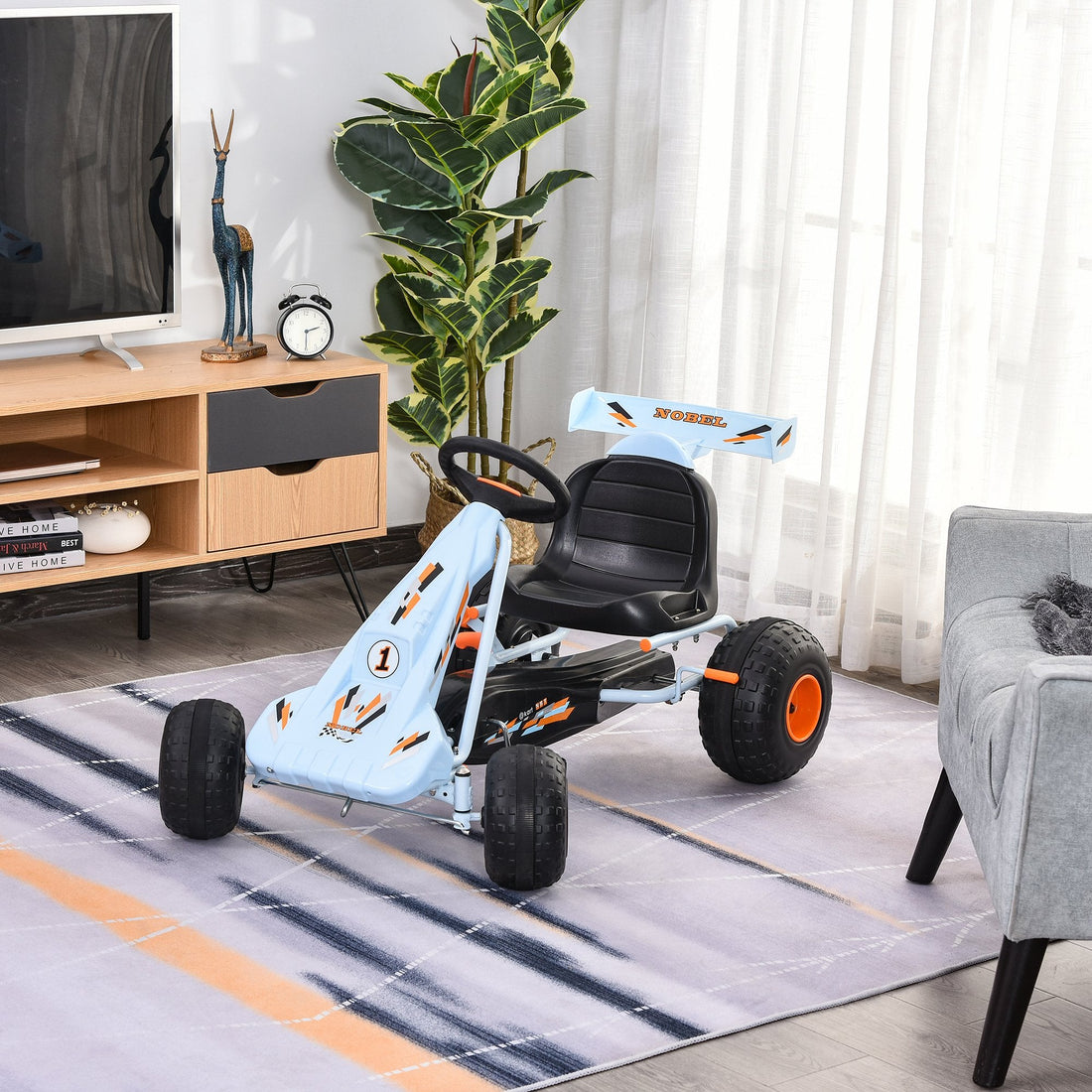 Kids Children Pedal Go Kart Manual Ride On Car w/ Brake Gears Steering Wheel Adjustable Seat Outdoor Fun Vehicle 97 x 66 x 59 cm