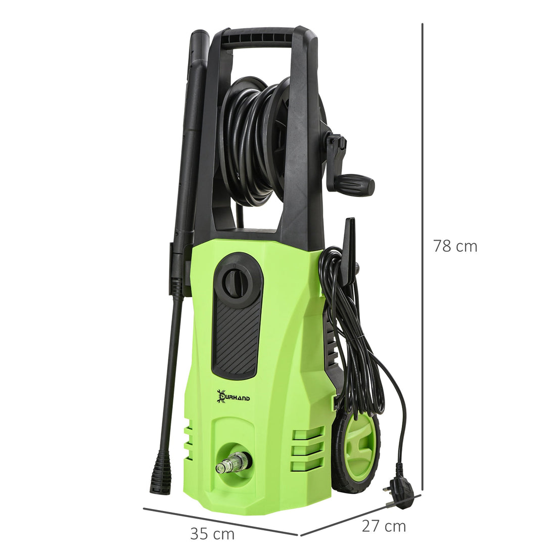 1800W High Pressure Washer, 150 Bar Pressure, 510 L/h Flow, High-Performance Portable Power Jet Wash Cleaner Green
