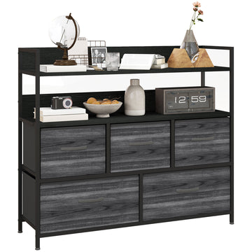 Rustic Chest of Five Fabric Drawers - Black