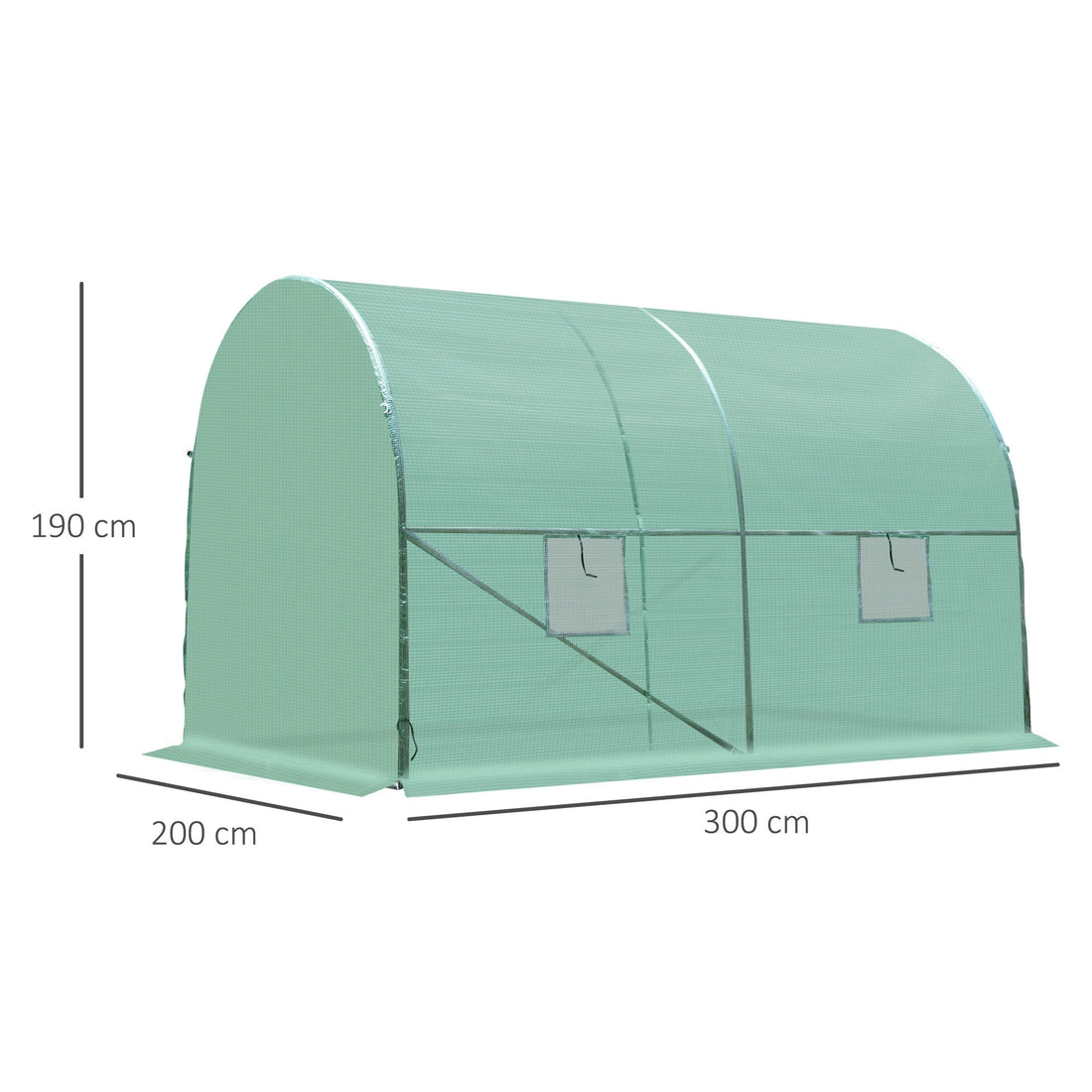 3L x 2W x 2H M Greenhouse Walk-in Polytunnel Outdoor Garden Flower Vegetable Planter 25mm Diameter Galvanised Steel Frame w/ Zipped Door
