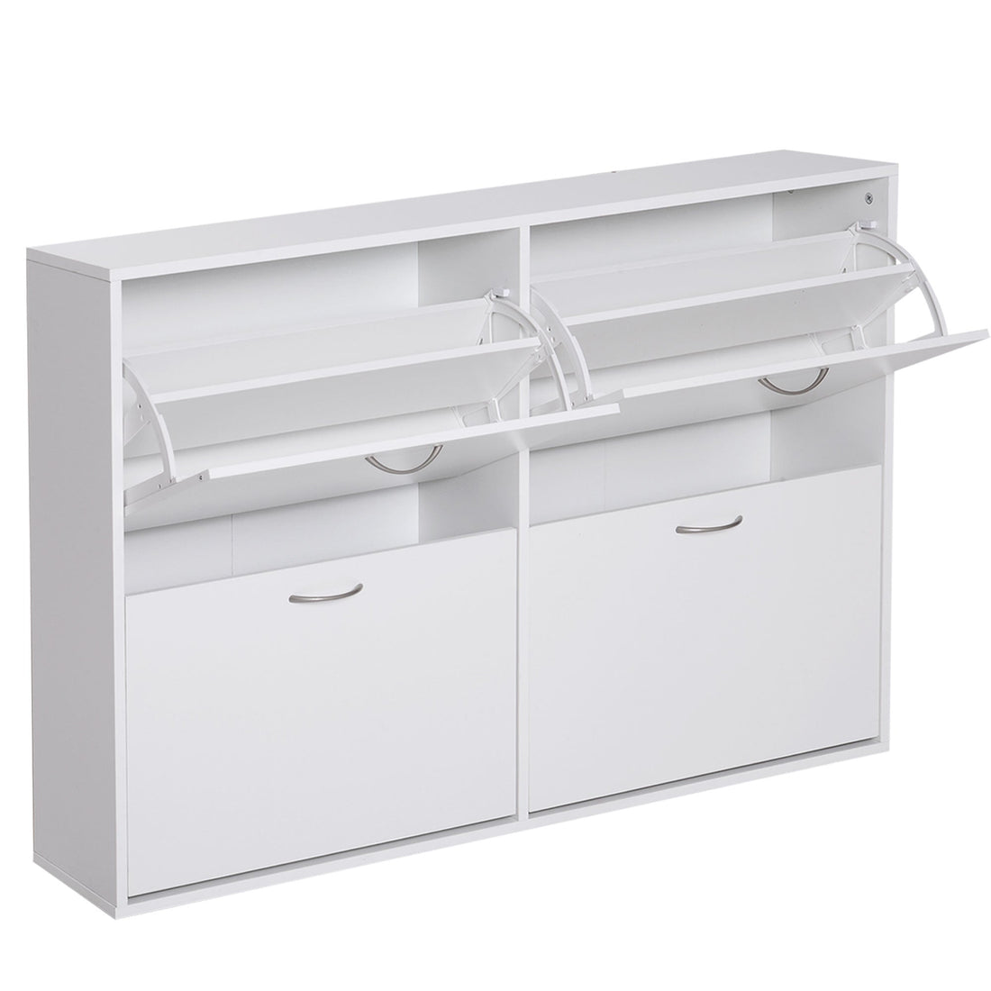 Wooden Modern Design 4 Drawer Shoes Cabinet Pull Down Shelf Storage Organiser - White
