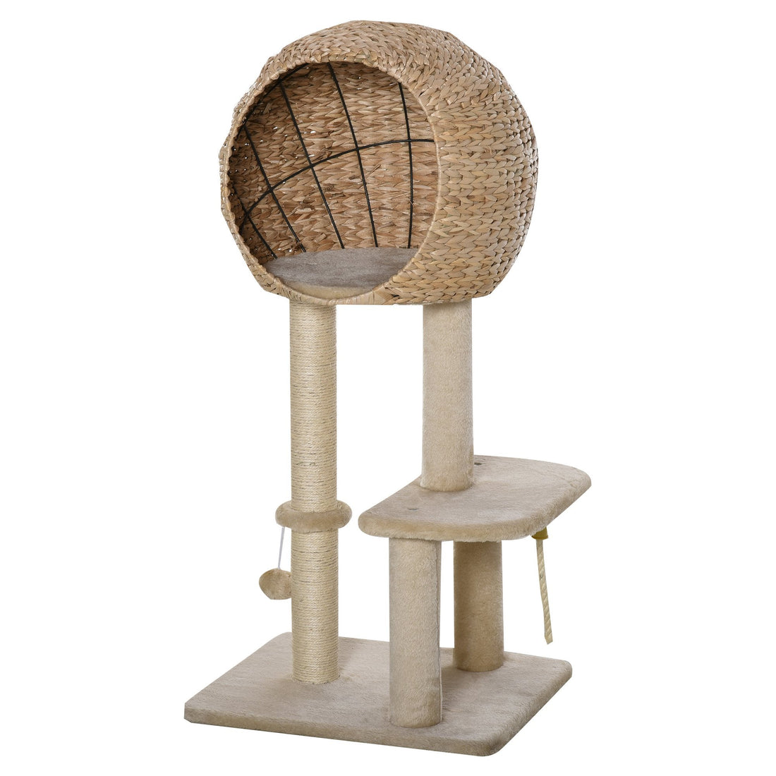 Cat Tree for Indoor Cats 100cm Kitten Climbing Tower Activity Center with Sisal Scratching Post Condo Perch Hanging Balls Teasing Rope Toy Cushion