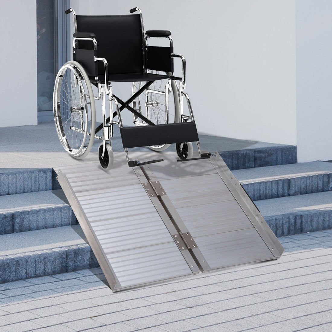 2ft Folding Aluminum Wheelchair Ramp Scooter Portable Mobility Assist Suitcase Access Aid Disabled