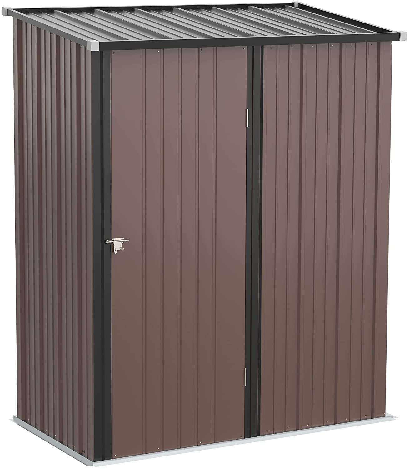 5.3 x 3.1ft Corrugated Steel Garden Shed - Brown