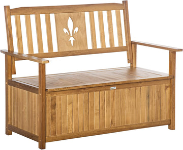Two-Seater Wooden Storage Bench - Natural Finish
