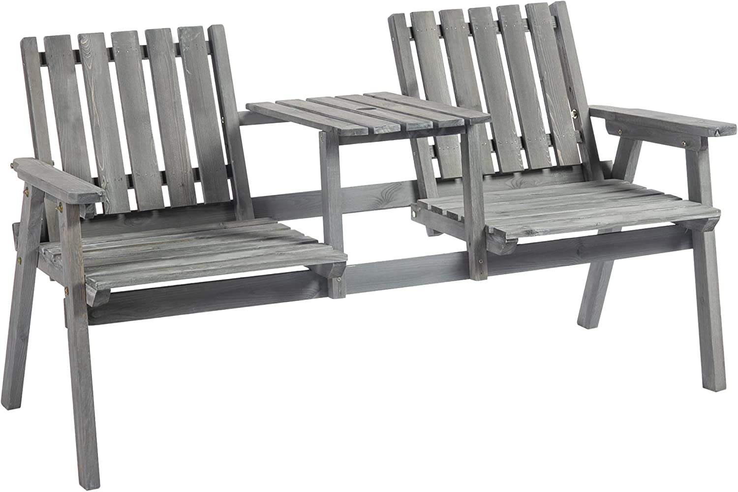 2-Seater Garden Bench Antique Loveseat for Yard, Lawn, Porch, Patio, Steel, Grey