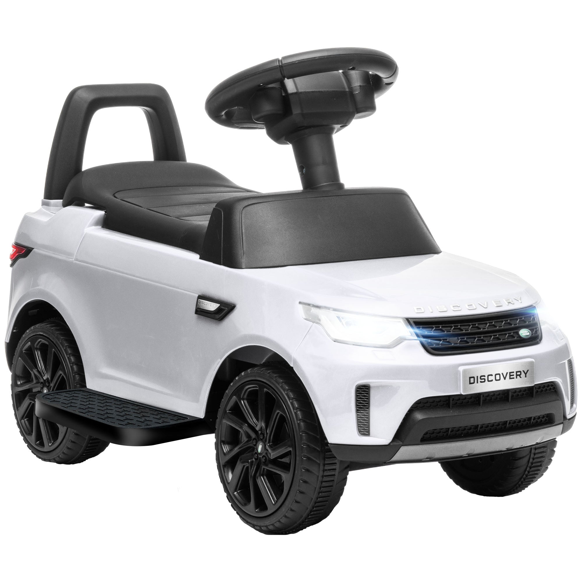 2-in-1 Land Rover Licensed 6V Kids Electric Ride On Car, Sliding Car w/ Headlights, Music, for 18-60 Months, White