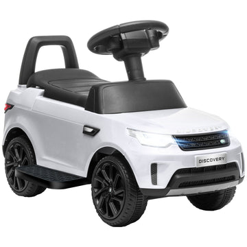 2-in-1 Land Rover Licensed 6V Kids Electric Ride On Car, Sliding Car w/ Headlights, Music, for 18-60 Months, White