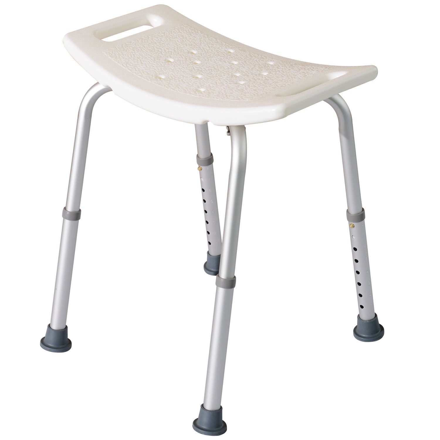 Height Adjustable Bath Stool, Aluminium Shower Stool with Non-Slip Pads for Elderly, Disabled, Seniors, Pregnant, White