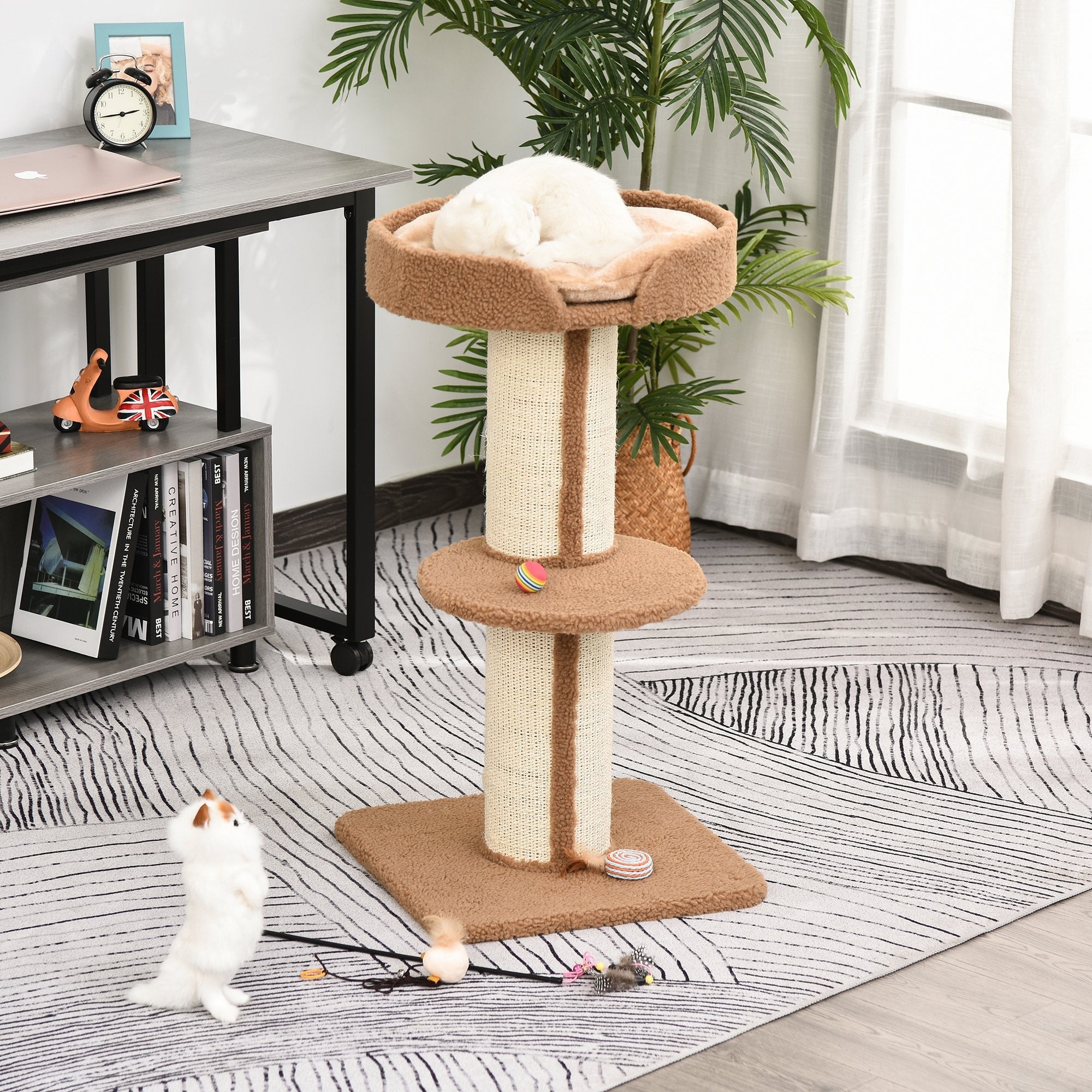 91cm Cat Tower Scratching Posts Cat Tree for Indoor Cats Kitten Activity Centre Brown