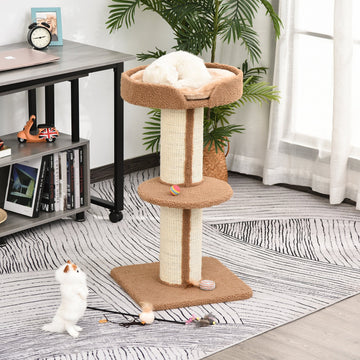91cm Cat Tower Scratching Posts Cat Tree for Indoor Cats Kitten Activity Centre Brown