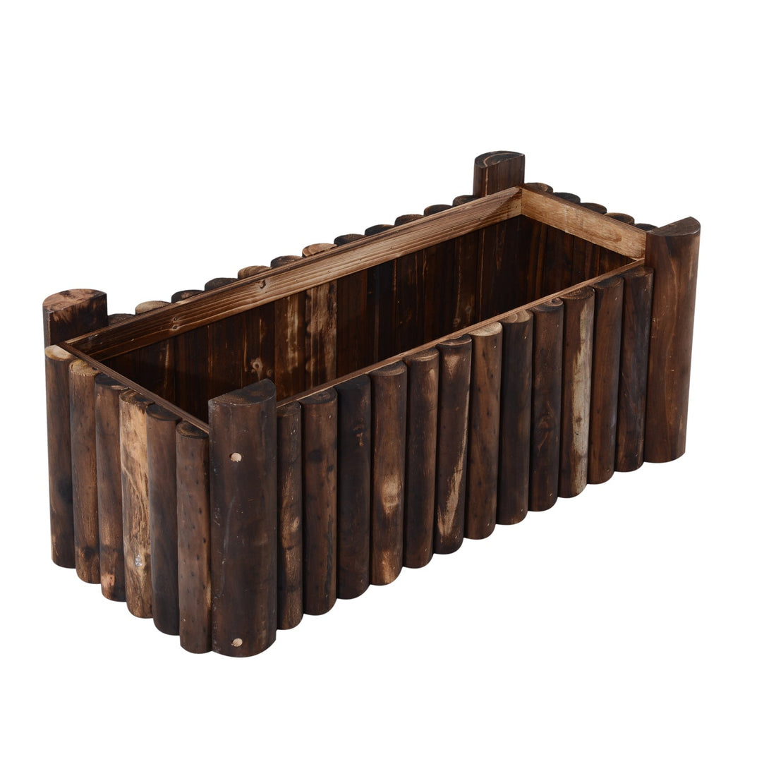 52L Raised Flower Bed Wooden Rectangular Planter Container Box Herb Pot Flower Pot 78L x 35W x 30H (cm)