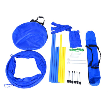 Pet Agility Training Equipment Dog Play Run Jump Obedience Training Set Adjustable (Poles + Hurdle + Tunnel + Pause Box)