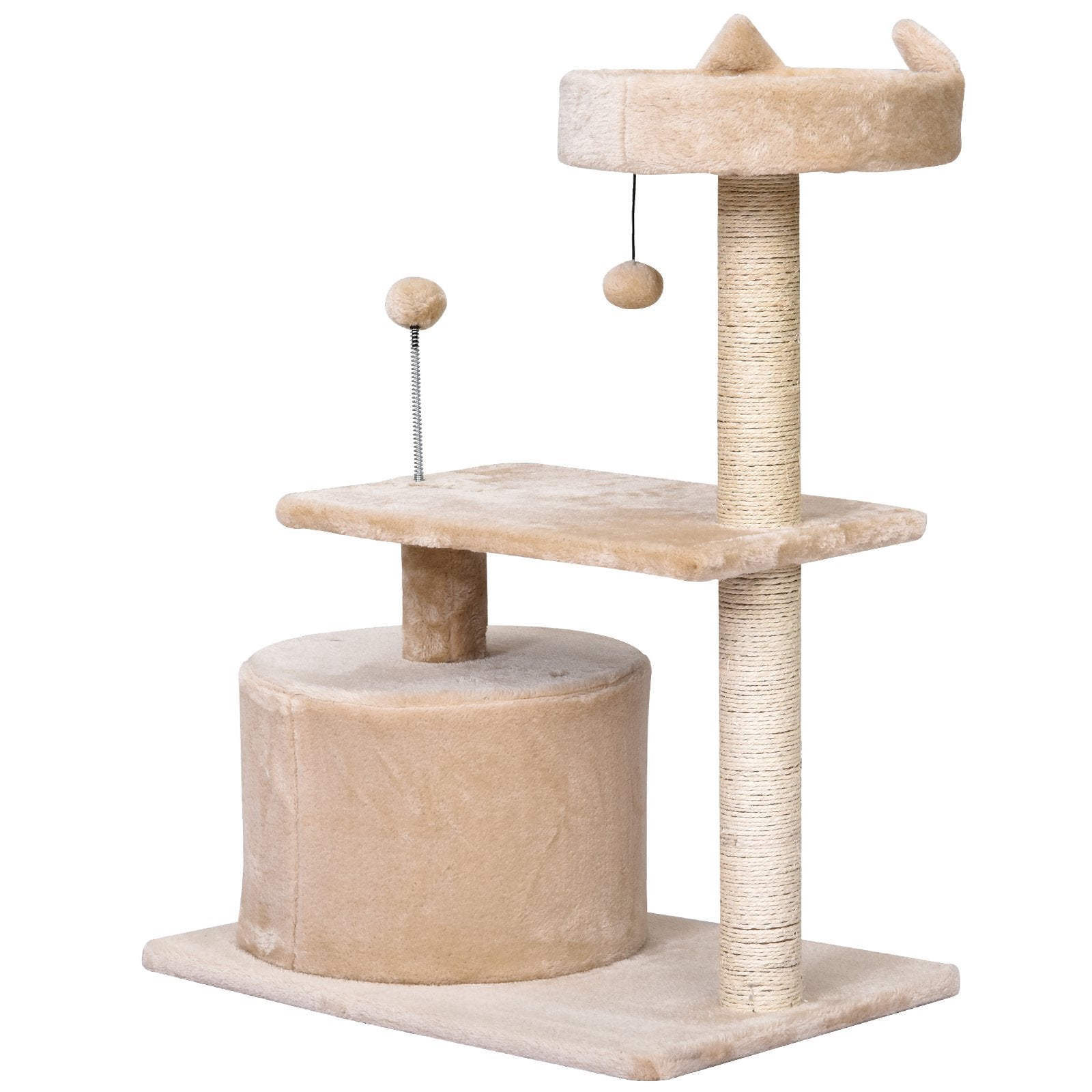 Cat Tree for Indoor Cats with Scratching Post Climbing Tower Kitty Activity Centre Condo Perch Jumping Platforms Beige 60L x 40W x 81H cm