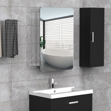 Bathroom Storage Cabinet w/Sliding Mirror Door, Wall Mounted Bathroom Cabinet with 3 Shelves, Stainless Steel Frame, 46W x 66H cm