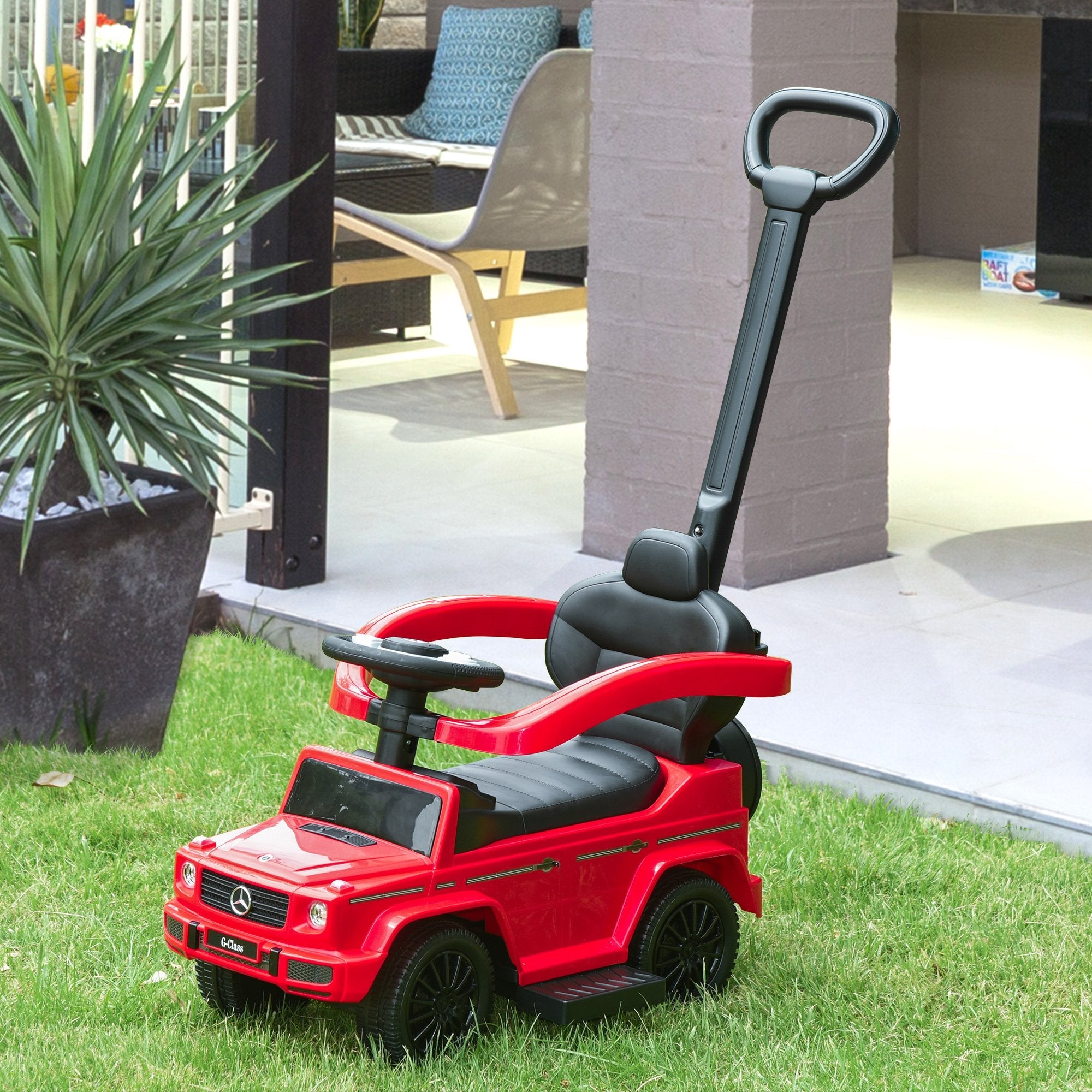 3 in 1 Kids Children Ride on Push Car Toddler Sliding Car G350 Licensed Walker Foot to Floor Slider Push-Along with Horn Steering Wheel NO POWER Manual, Red