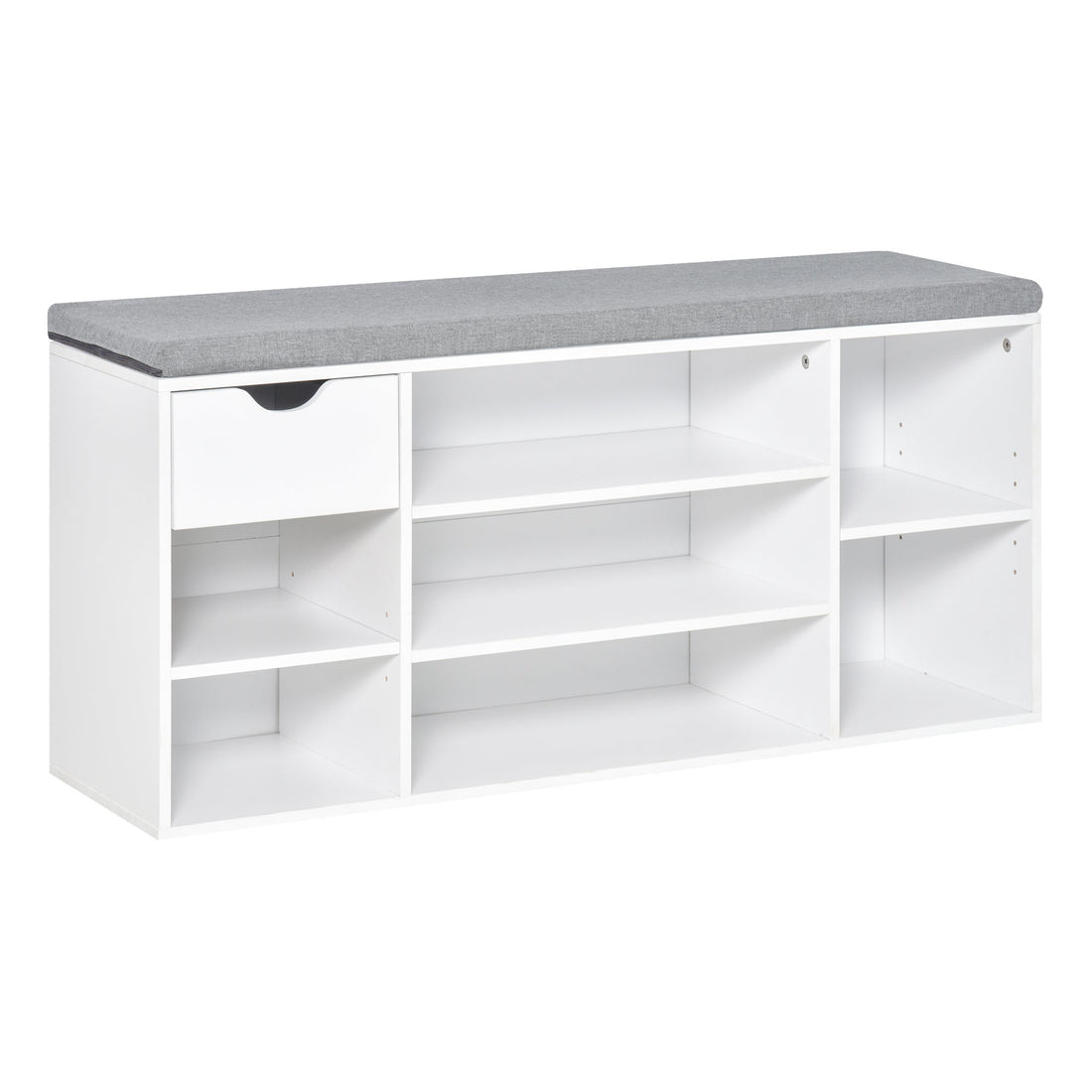 Shoe Storage Bench with Cushion - White