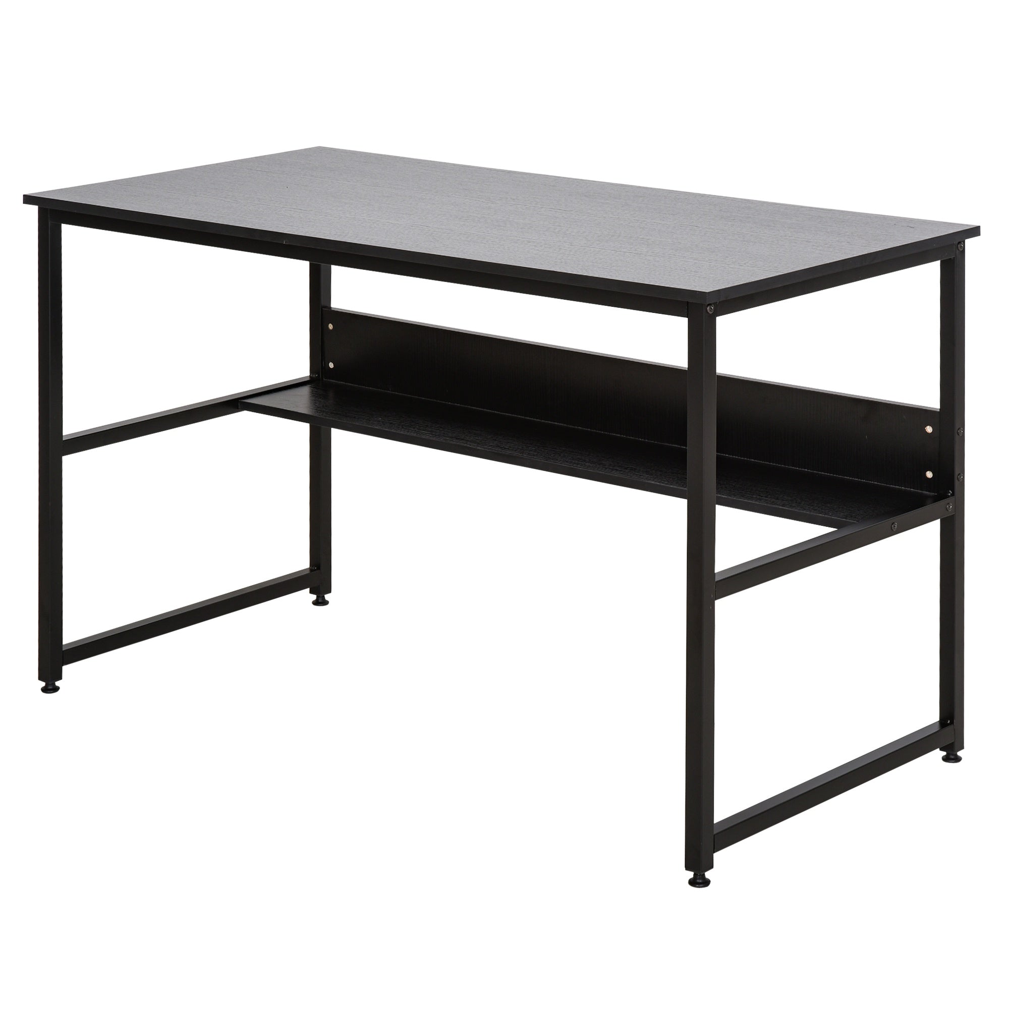 Computer Desk with Storage Shelf, 120 x 60cm Home Office Desk with Metal Frame, Study Table, Easy Assembly, Black