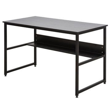 Computer Desk with Storage Shelf, 120 x 60cm Home Office Desk with Metal Frame, Study Table, Easy Assembly, Black