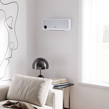 Wall Downflow Heater 2 Heat and Fan 1000W/2000W, Electric Space Heater with Timer Remote Oscillating, for Bedroom Home Office, White and Silver