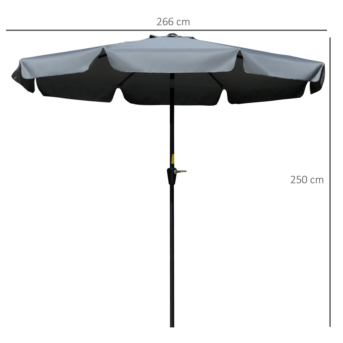 2.7m Patio Parasol Garden Umbrellas Outdoor Sun Shade Table Umbrella with Tilt, Crank, 8 Ribs, Ruffles, Grey