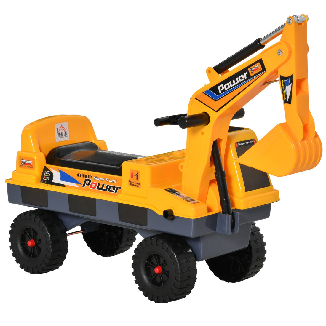 2 in 1 Ride on Excavator Digger No Power Detachable Digging Bucket and Grab Bucket Music Light for 2-3 Years Old
