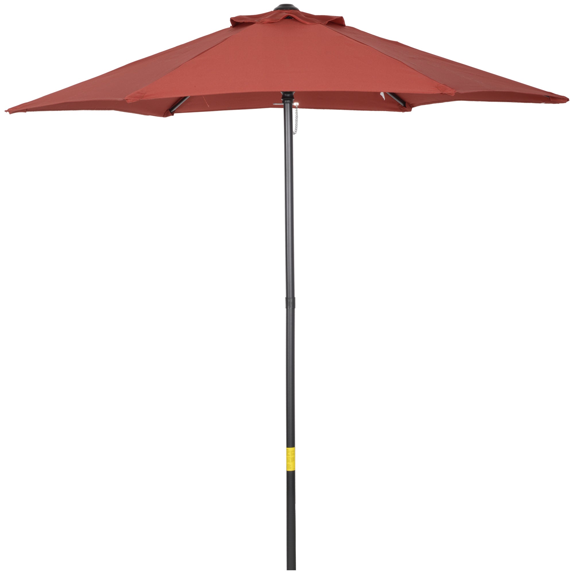 2m Garden Parasol Umbrella, Outdoor Sun Shade with 6 Sturdy Ribs for Balcony, Bench, Garden, Wine Red
