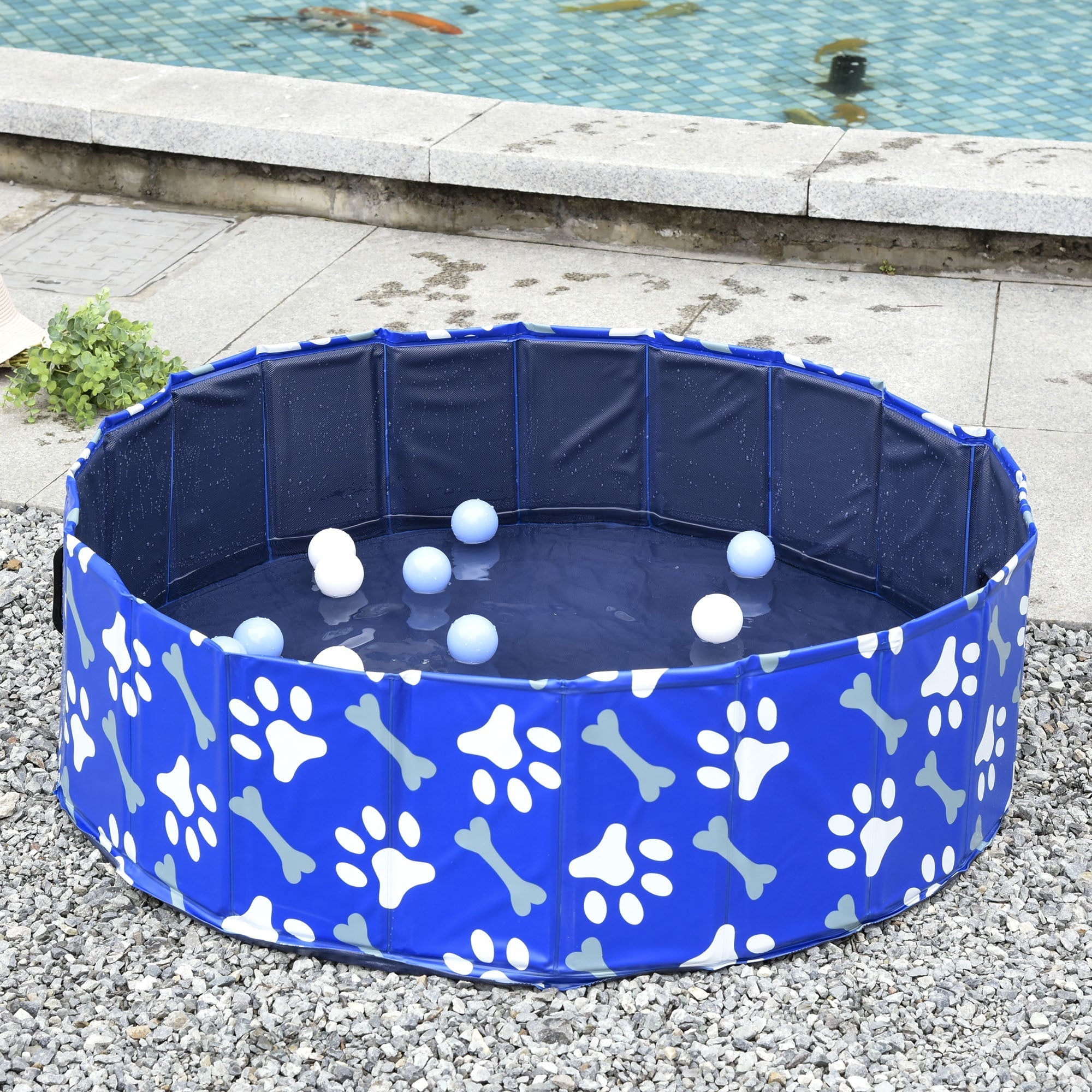 Foldable Dog Paddling Pool Pet Cat Swimming Pool Indoor/Outdoor Collapsible Bathing Tub Shower Tub Puppy Φ100 × 30H cm M Sized