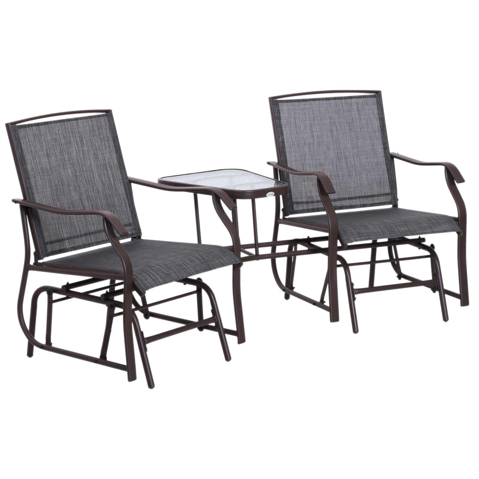 Gliding Jack and Jill Seat, with Glass-Top Table - Brown/Grey
