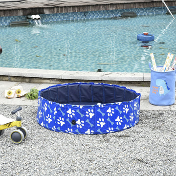 Foldable Dog Paddling Pool Pet Cat Swimming Pool Indoor/Outdoor Collapsible Bathing Tub Shower Tub Puppy Φ120 × 30H cm L Sized