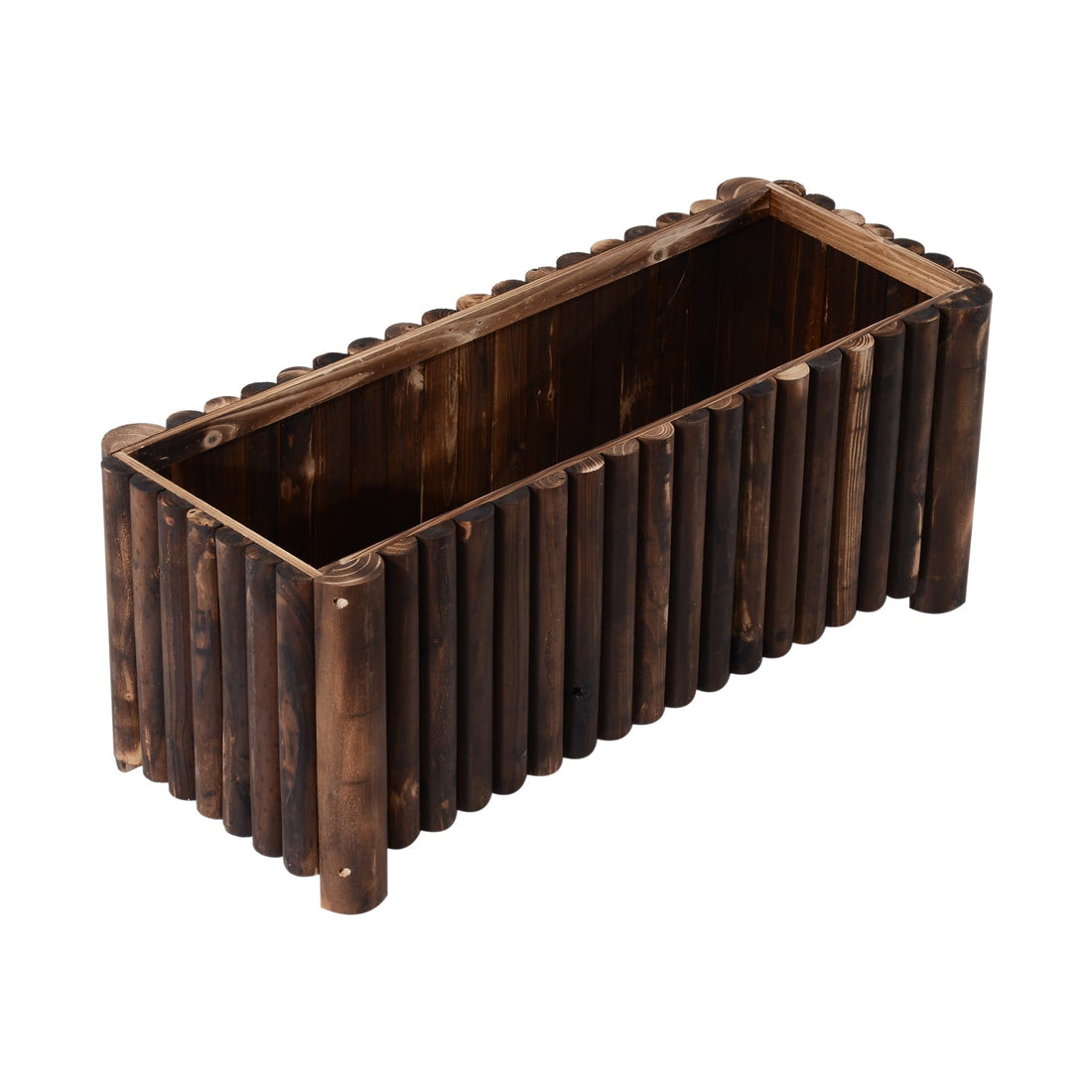 100L Raised Flower Bed Wooden Rectangular Planter Container Box Flower Pot Herb Pot 100L x 38.5W x 40H (cm)