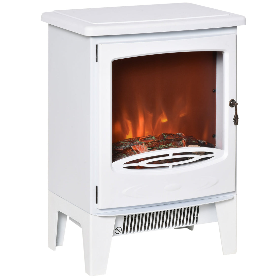 Electric Fireplace Stove, Free standing Fireplace Heater with Realistic LED Flame Effect, Overheat Safety Protection, 900W/1800W, White