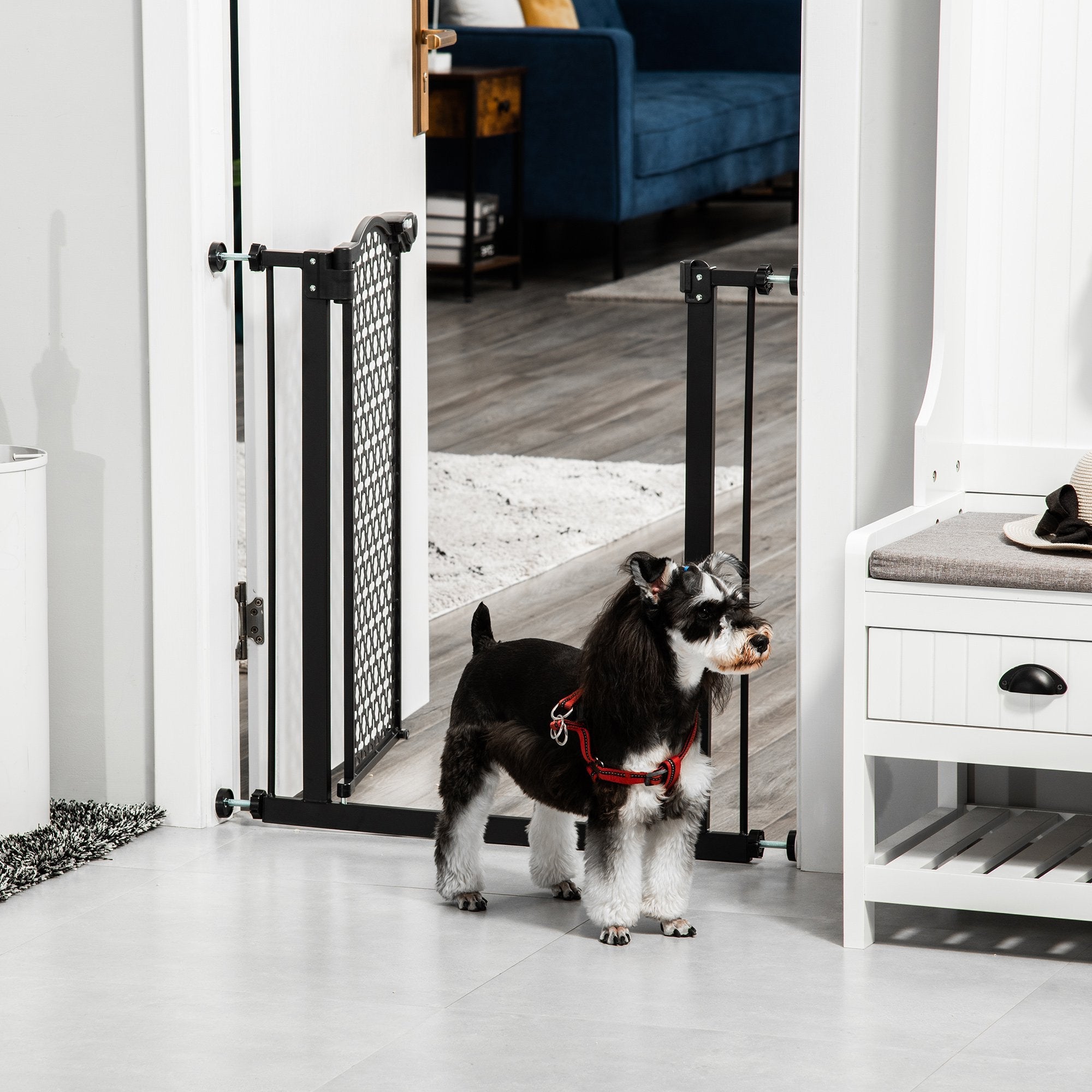 74-80 cm Pressure Fit Safety Gate for Doorways and Staircases, Dog Gate, Pet Barrier for Hallways with Auto Close, Double Locking