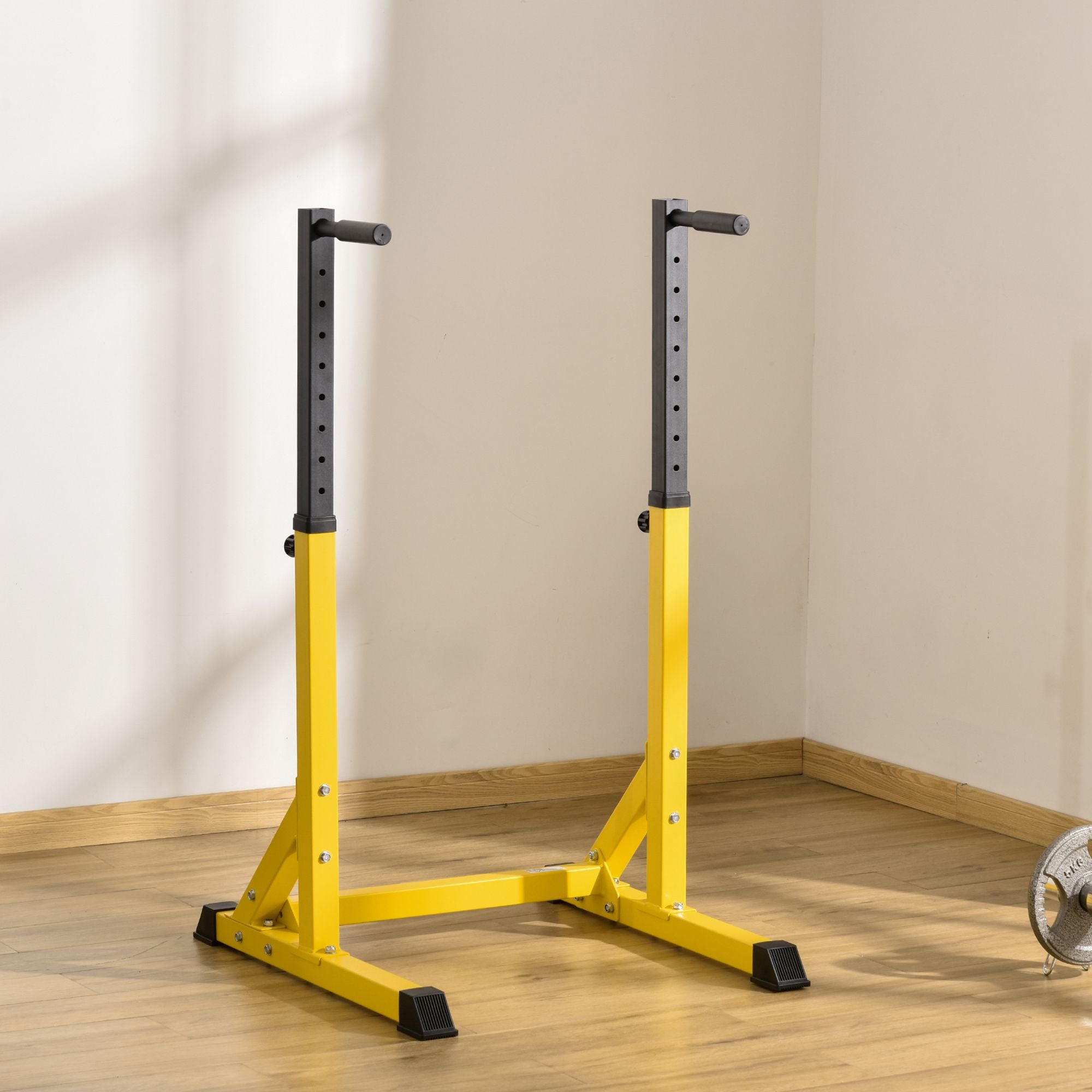 83.5L x 71.5W x 126H cm Dip Station Chin Up Parallel Bars Pull Up Power Tower Home Gym Workout Bicep Tricep Fitness Equipment Height Adjustable