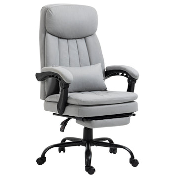 Office Chair, Ergonomic Desk Chair with 6-Point Vibration Massage and Lumbar Heating, Computer Chair with Lumbar Support Pillow, 155° Reclining Back and Footrest, Grey
