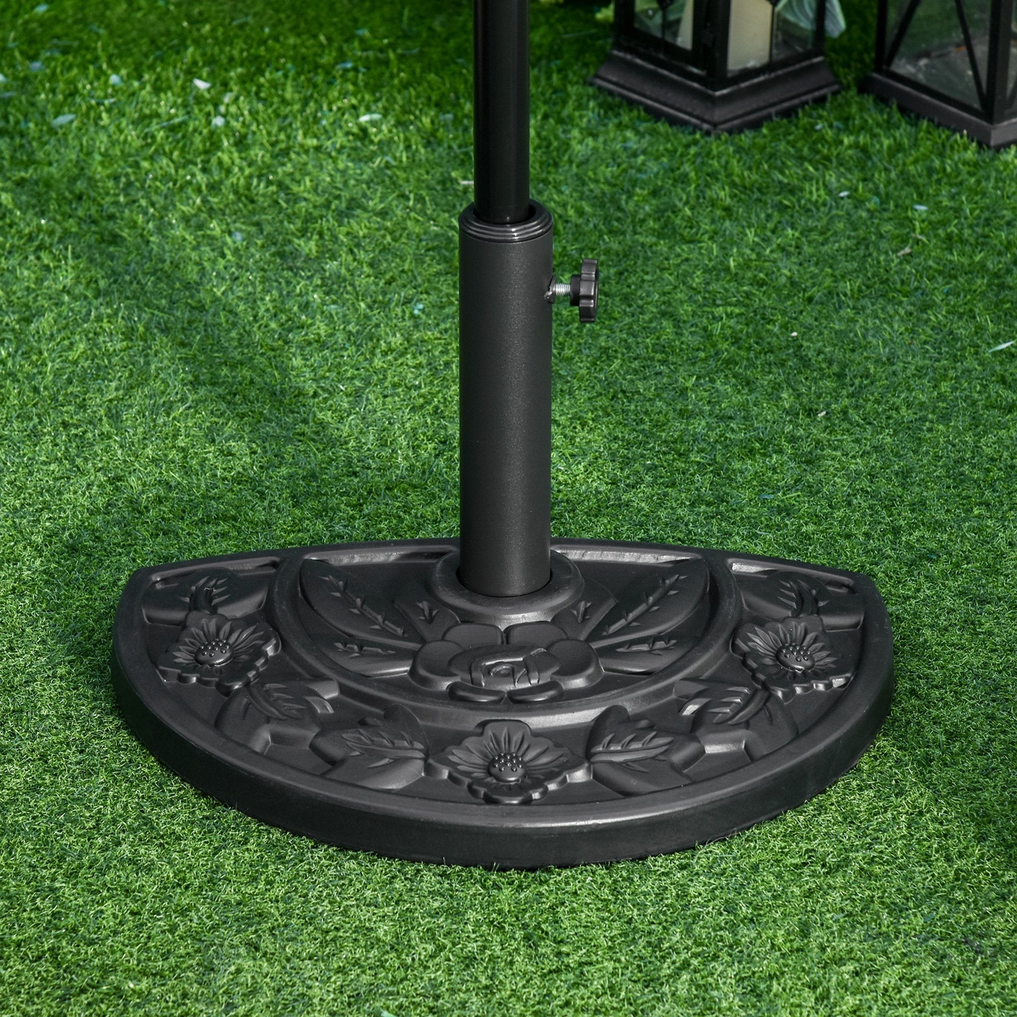 9kg Cement Concrete Half Round Parasol Base Umbrella Stand Garden Outdoor Accessories - Adjustable Coupler Suitable Umbrella Rod: Φ3.5cm, Φ3.8cm, Φ4.8cm