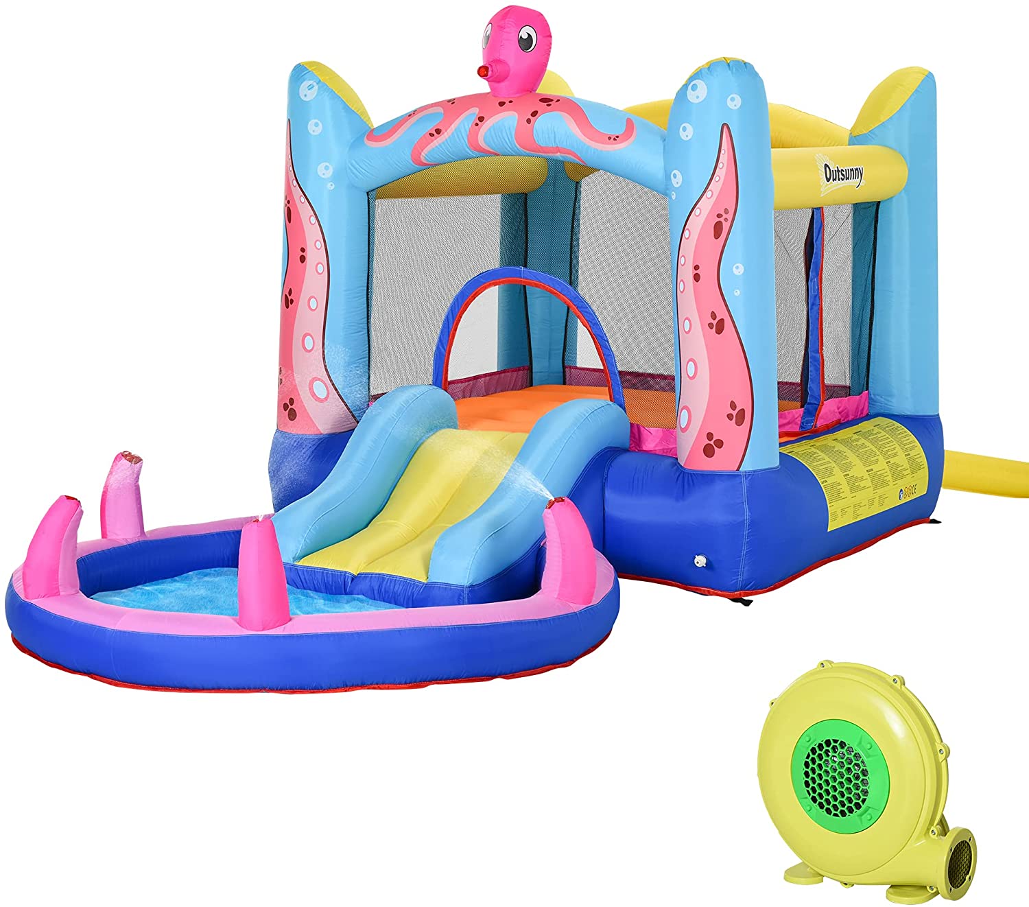 Bounce Castle Inflatable Trampoline Slide Pool Octopus Design 3.8 x 2 x 1.8m