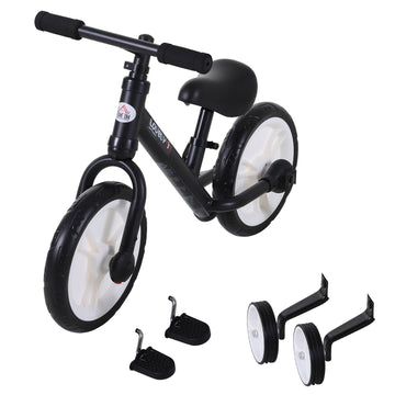 11 Inch Kids Balance Bike Training Pedal Bicycle W/ Removable Stabilizers EVA Tyres Adjustable Seat Height 2 to 5 Years Gift for Boys Girls Black
