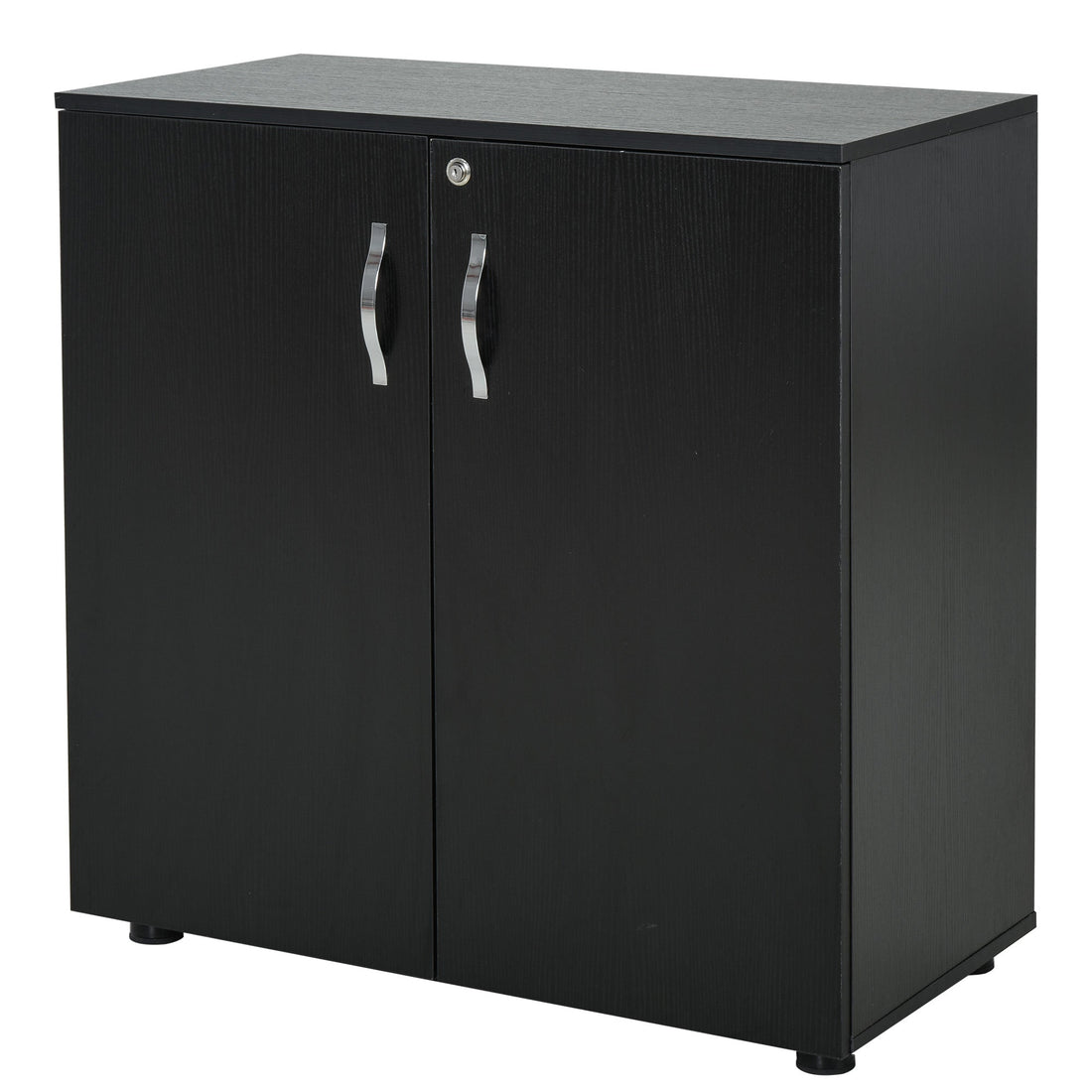 Two-Tier Locking Office Storage Cabinet - Black
