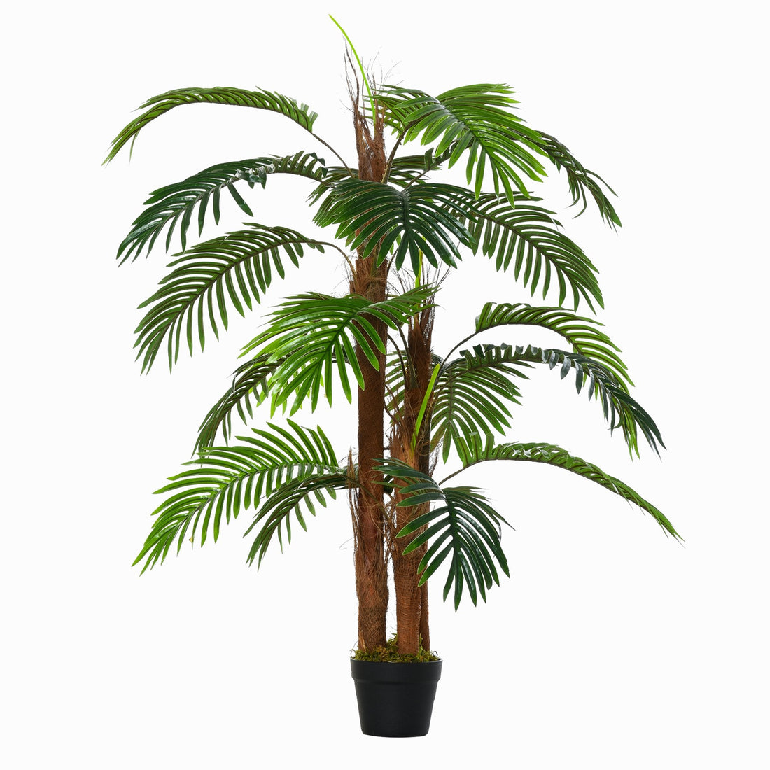 120cm/4FT Artificial Palm Tree Decorative Plant w/ 19 Leaves Nursery Pot Fake Plastic Indoor Outdoor Greenery Home Office Décor