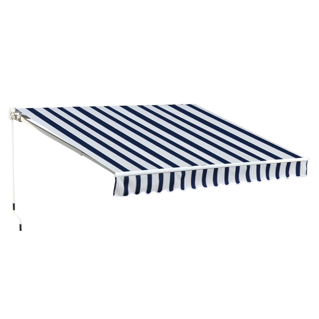 Manual Retractable Awning, 3x2.5 m-Blue/White Stripes