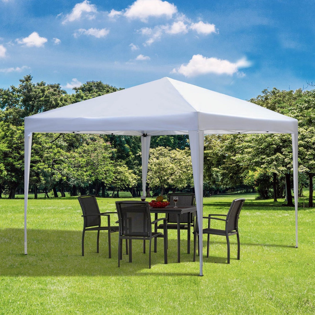 3 x 3M Garden Pop Up Gazebo Height Adjustable Marquee Party Tent Wedding Canopy with Carrying Bag, White