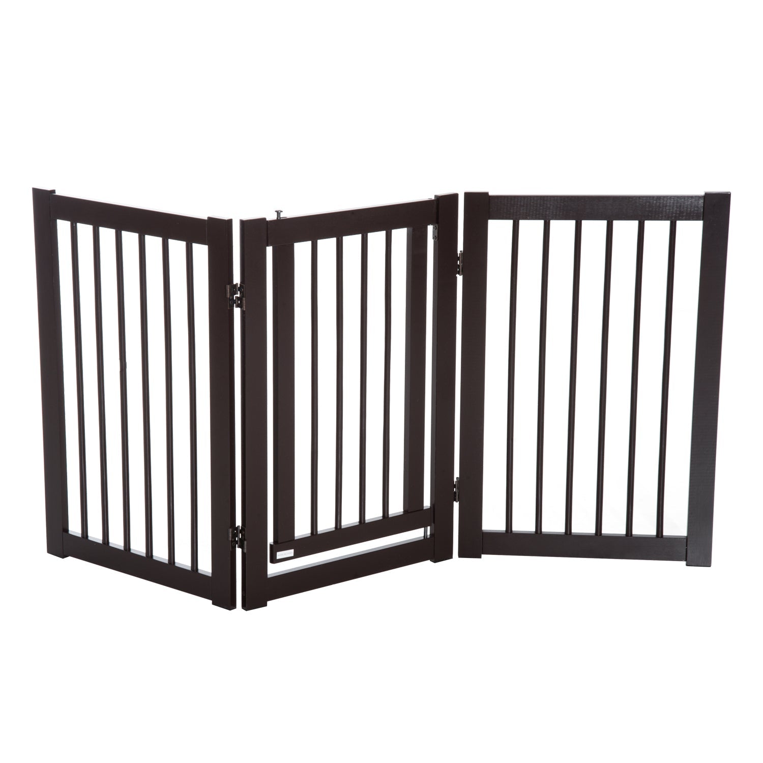 Freestanding Dog Gate, Foldable Pet Fence, Indoor Barrier, Stair Gate with Support Feet, 155 x 76 cm, Brown
