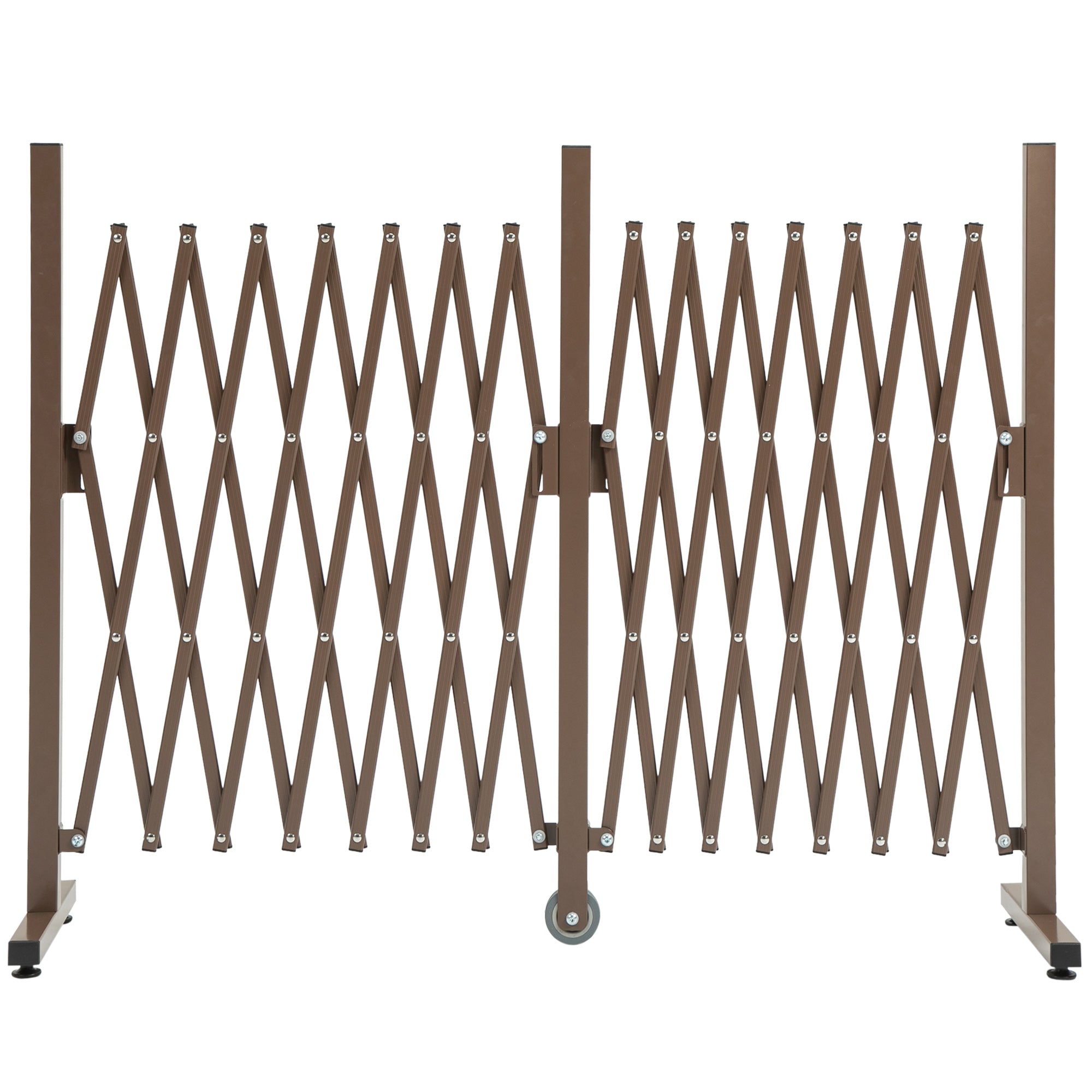 Expanding Trellis Fence Freestanding Movable Fence Foldable Garden Screen Panel Aluminium, 405cm x 103.5cm, Dark Brown