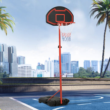 Outdoor Free Standing Basketball Stand Kids Fun Ball Games Net Hoop Garden Sports Backboard Portable Height Adjustable (1.55m-2.1m) w/ Wheels, Black