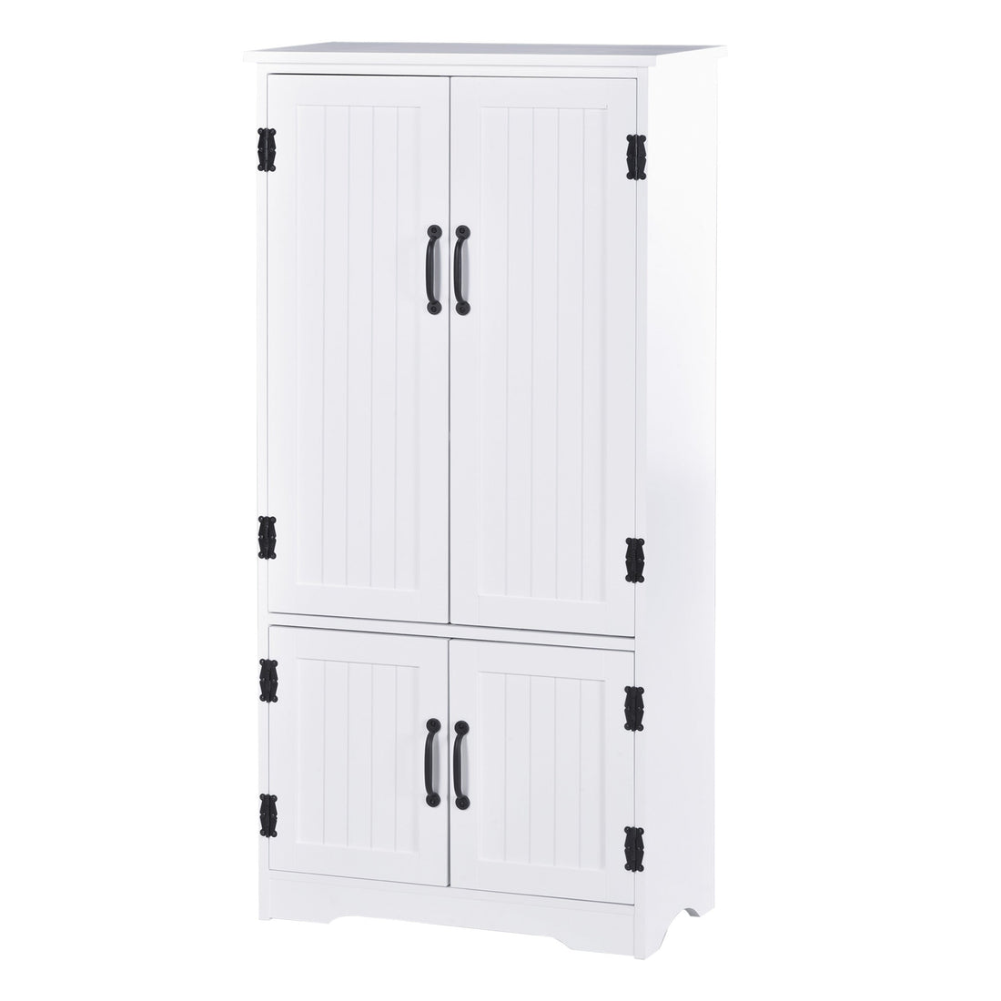 Accent Floor Storage Cabinet Kitchen Cupboard with Adjustable Shelves and 2 Lower Doors, White