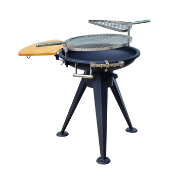 Round BBQ Grill W/Cutting Board-Black